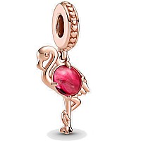 Pink Murano Glass Flamingo Dangle Charm 925 Sterling Silver Pendantgirl Jewelry Beads Gifts For Women Braceletnecklace A0194