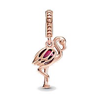 Pink Murano Glass Flamingo Dangle Charm 925 Sterling Silver Pendantgirl Jewelry Beads Gifts For Women Braceletnecklace A0194