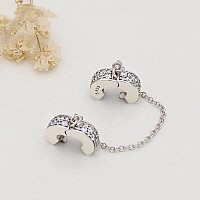 Clear Clip Safety Chain Charm 925 Sterling Silver Pendantgirl Jewelry Beads Gifts For Women Braceletnecklace