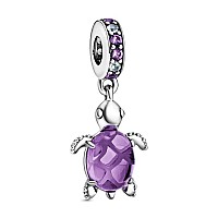 Purple Sea Turtle Dangle Charm 925 Sterling Silver Pendantgirl Jewelry Bead Gift For Women Braceletnecklace