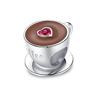 Coffee Cup Charm 925 Sterling Silver Pendantgirl Jewelry Beads Gifts For Women Braceletnecklace A0099