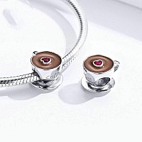 Coffee Cup Charm 925 Sterling Silver Pendantgirl Jewelry Beads Gifts For Women Braceletnecklace A0099