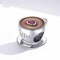 Coffee Cup Charm 925 Sterling Silver Pendantgirl Jewelry Beads Gifts For Women Braceletnecklace A0099