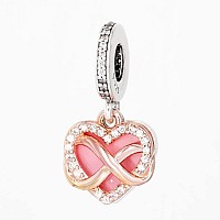 Sparkling Infinity Heart Family Dangle Charm 925 Sterling Silver Pendantgirl Jewelry Beads Gifts For Women Braceletnecklace A0