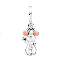 Orange Animal Remy Dangle Charm 925 Sterling Silver Pendantgirl Jewelry Beads Gifts For Women Braceletnecklace A0119