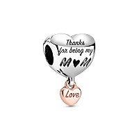 Love You Mom Heart Charm 925 Sterling Silver Pendantgirl Jewelry Beads Gifts For Women Braceletnecklace A0049