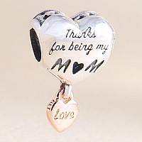 Love You Mom Heart Charm 925 Sterling Silver Pendantgirl Jewelry Beads Gifts For Women Braceletnecklace A0049