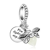 Glowinthedark Firefly Dangle Charm 925 Sterling Silver Pendantgirl Jewelry Bead Gift For Women Braceletnecklace