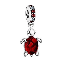 Murano Glass Red Sea Turtle Dangle Charm 925 Sterling Silver Pendantgirl Jewelry Beads Gifts For Women Braceletnecklace A0043