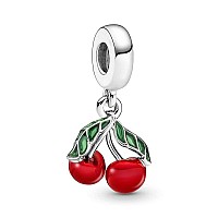 Asymmetrical Cherry Fruit Dangle Charm 925 Sterling Silver Pendantgirl Jewelry Bead Gift For Women Braceletnecklace