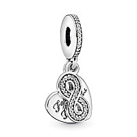 Forever Friends Heart Dangle Cubic Zirconia Charm 925 Sterling Silver Pendantgirl Jewelry Beads Gifts For Women Braceletneckla