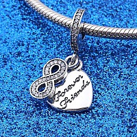 Forever Friends Heart Dangle Cubic Zirconia Charm 925 Sterling Silver Pendantgirl Jewelry Beads Gifts For Women Braceletneckla