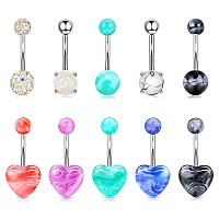 Shakalaka Surgical Steel Belly Button Ring For Women Belly Piercing Dangling Cute Heart Butterfly Navel Rings Pack Muticolor