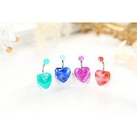 Shakalaka Surgical Steel Belly Button Ring For Women Belly Piercing Dangling Cute Heart Butterfly Navel Rings Pack Muticolor