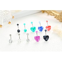 Shakalaka Surgical Steel Belly Button Ring For Women Belly Piercing Dangling Cute Heart Butterfly Navel Rings Pack Muticolor