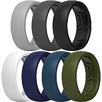 Thunderfit Silicone Rings For Men 7 Rings Breathable Patterned Design Wedding Bands 87Mm Size 14515 2382Mm