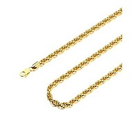 Waitsoul 925 Sterling Silver Rope Chain Lobster Clasp 3Mm 18K Gold Over Rope Link Curb Chain Necklace For Women Men Diamond Cut