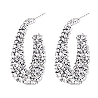 Cejug Large Dangle Drop Earrings For Women Girls Statement Hoop Earring White Cz Crystal Sterling Silver Post Bohemian Big