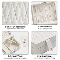 Kamier Jewelry Organizer Travel Diamond Quilted Leather Portable Jewelry Boxes For Women Girls Gift Small Jewelry Box Organize