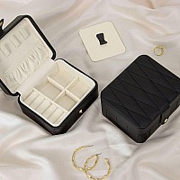 Kamier Jewelry Travel Organizer Diamond Quilted Leather Portable Jewelry Boxes For Women Girls Gift Small Jewelry Box Organize