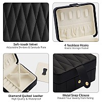 Kamier Jewelry Travel Organizer Diamond Quilted Leather Portable Jewelry Boxes For Women Girls Gift Small Jewelry Box Organize