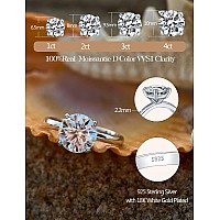 Imolove 4Ct Moissanite Engagement Ring Wedding Solitaire Ring For Women Lab Created Diamond Promise Ring For Her804Ct