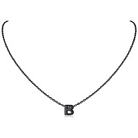 Chicsilver Black Initial Necklace For Women 925 Sterling Silver Dainty Small Letter B Initial Pendant Necklace For Women Teen Gi