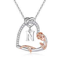 Birthday Gifts For Women I Love You Romantic Gifts For Her Initial N Letter Heart Pendant Necklace Jewelry Anniversary Valentin