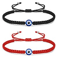 Vibilia 2 Pcs Evil Eye Bracelets For Women Men Handmade Braided Kabbalah Good Luck Bracelet Rope Cord Thread Friendship Bracelet