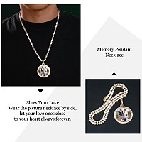 Yimeraire Customized Picture Pendant Necklace For Men Women Personalized Picture Necklace Baguette Diamond Round Shaped Custom P