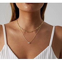 Lexody Diamond Necklaces For Women Dainty Leaf Necklace 14K Gold Plated Layered Cz Moon Necklace Simple Diamond Choker Necklaces