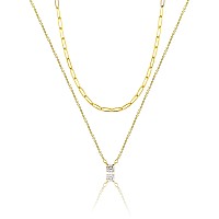 Lexody Diamond Necklaces For Women Dainty Leaf Necklace 14K Gold Plated Layered Cz Moon Necklace Simple Diamond Choker Necklaces