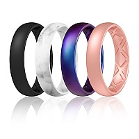 Egnaro Silicone Ring Women Inner Arc Ergonomic Breathable Design Womens Silicone Wedding Ring 4Mm Width 15Mm Thickness Rubb