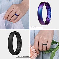 Egnaro Silicone Ring Women Inner Arc Ergonomic Breathable Design Womens Silicone Wedding Ring 4Mm Width 15Mm Thickness Rubb