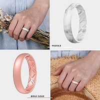 Egnaro Silicone Ring Women Inner Arc Ergonomic Breathable Design Womens Silicone Wedding Ring 4Mm Width 15Mm Thickness Rubb