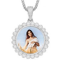 Yimeraire Photo Necklace Personalized For Men Women 18K Goldplatinum Plated Aaa Cz Sunflower Customized Picture Necklace Memory