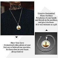 Yimeraire Photo Necklace Personalized For Men Women 18K Goldplatinum Plated Aaa Cz Sunflower Customized Picture Necklace Memory