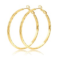 Ooopel Sterling Silver Hoop Earrings For Women Diamondcut Gold Hoop Earrings Large Gold Hoop Earrings Hypoallergenic Circle Thi