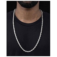 Waitsoul 925 Sterling Silver Lobster Clasp 5Mm Necklace For Men Rope Chain Silver Necklace Chain Diamond Cut 1630 Inches 30