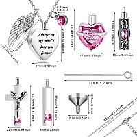 Fumete 5 Pcs Urn Necklace For Ashes Keepsake Cremation Heart Cross Cubic Jewelry For Ashes Stainless Steel Memorial Locket Ashes