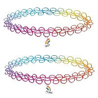 Bodyj4You 2Pc Choker Necklace Best Friends Rainbow Lgbtq Pride Pendant Henna Tattoo Stretch Elastic 90S Jewelry Women Girl Teen