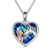 Yfn Horse Gifts For Girls Teenagerhorse Necklace For Teen Girls Women Sterling Silver Horse Jewelry With Blue Crystal