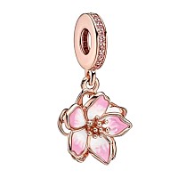 Cherry Blossom Dangle Charm 925 Sterling Silver Pendantgirl Jewelry Beads Gifts For Women Braceletnecklace