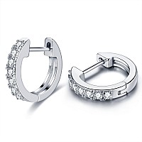 Gacimy Silver Huggie Earrings For Women 14K White Gold Plated Small Cubic Zirconia Cartilage Hoop Earrings Cuffs For Women 13M