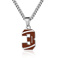 Zray Football Number Necklace For Boys Athletes Jersey Number Necklace Silver Stainless Steel Chain 222Inch Football Charm Pend