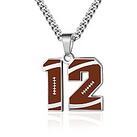 Zray Football Number Necklace For Boys Athletes Jersey Number Necklace Silver Stainless Steel Chain 222Inch Football Charm Pend