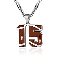 Zray Football Number Necklace For Boys Athletes Jersey Number Necklace Silver Stainless Steel Chain 222Inch Football Charm Pend