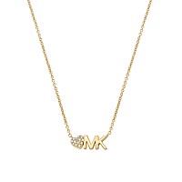 Michael Kors Brass And Pav Crystal Mk Logo Pendant Necklace For Women Color Gold Model Mkj7977710