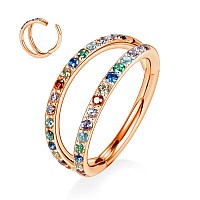 Yrogcu Nose Ring Lip Rings Septumclicker Double Ring Clicker With Zicron Rose Gold Color Ring 16G12Mm 6Mm 316L Surgical St