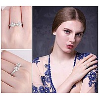 Jewelrypalace 14K Gold Plated 925 Sterling Silver Rings For Women Cubic Zirconia Promise Rings For Her Stackable Wedding Bands